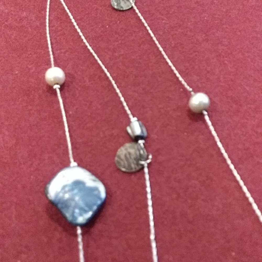 4 for $20 Fashion Jewelry Necklace Multi Strand Natural Stones Beads Silver - Picture 6 of 7